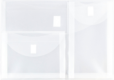 Clear Letter Booklet 2 Pocket Plastic Envelopes (9 3/4 x 13) with Hook and Loop Closure