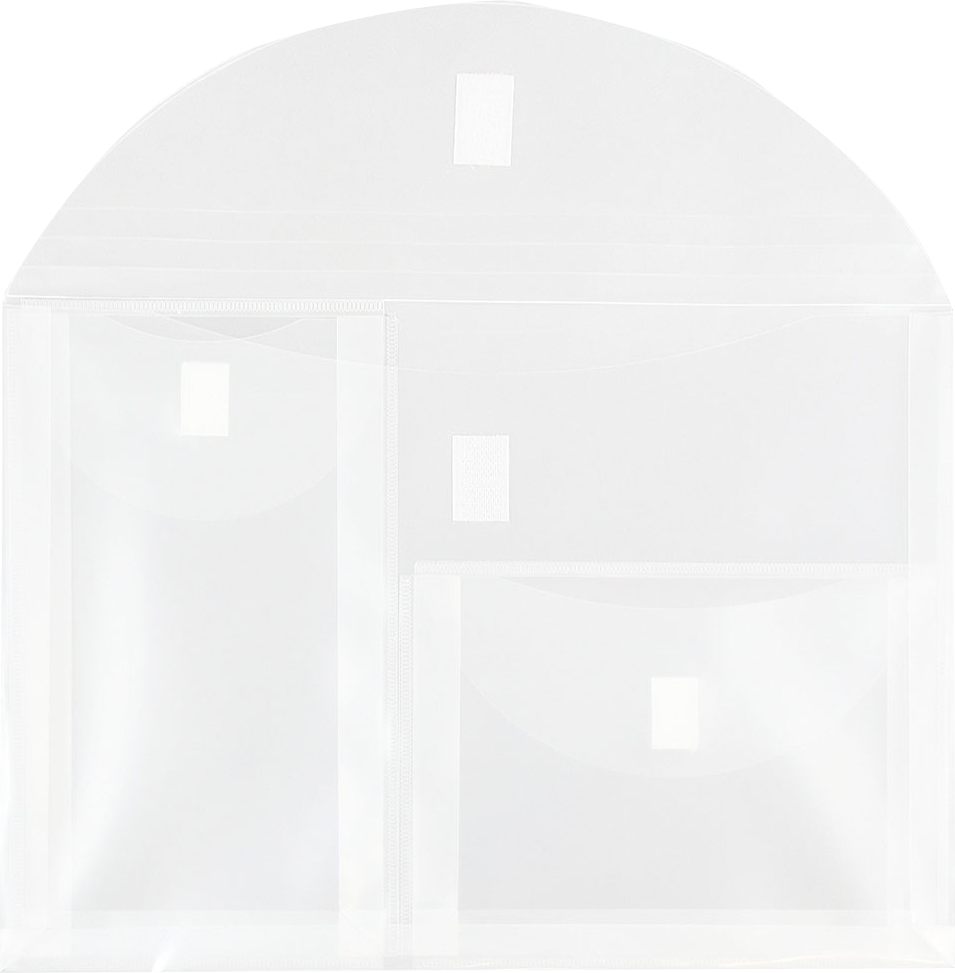 Clear Letter Booklet 2 Pocket Plastic Envelopes (9 3/4 x 13) with Hook and Loop Closure