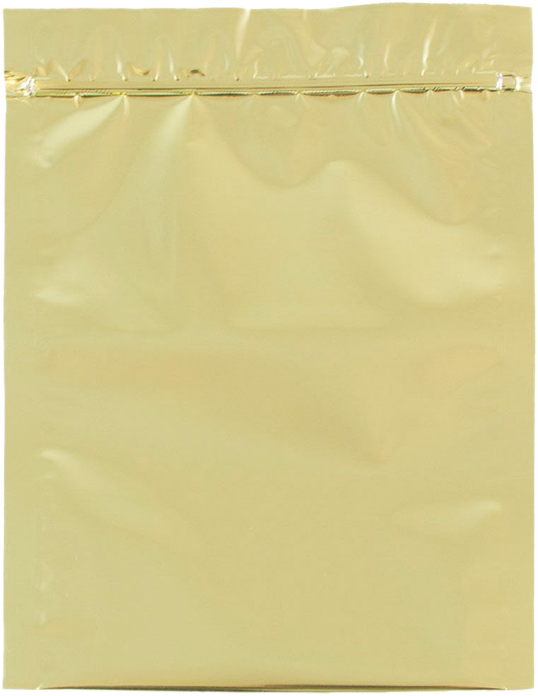 Gold Foil 32lb 5 1/2 x 7 1/2 Open End Envelopes with Zip Lock