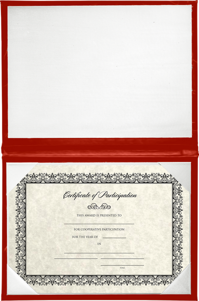 11 1/2 x 14 1/2 Landscape Padded Diploma Covers (Holds 11 x 14 Document) - Red