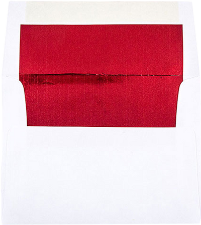 White with Red Foil Lining 24lb A2 Invitation Envelopes (4 3/8 x 5 3/4)