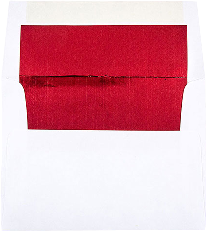 White with Red Foil Lining 24lb A2 Invitation Envelopes (4 3/8 x 5 3/4)
