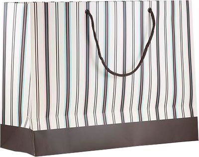 Brown X-Large Stripe Matte Gift Bags (16 x 12 x 6)