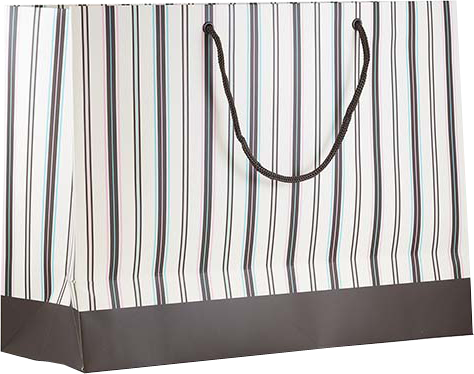 Brown X-Large Stripe Matte Gift Bags (16 x 12 x 6)