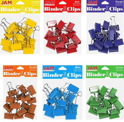 Rainbow Assorted Medium 32mm Binder Clips - 6 Packs of 15