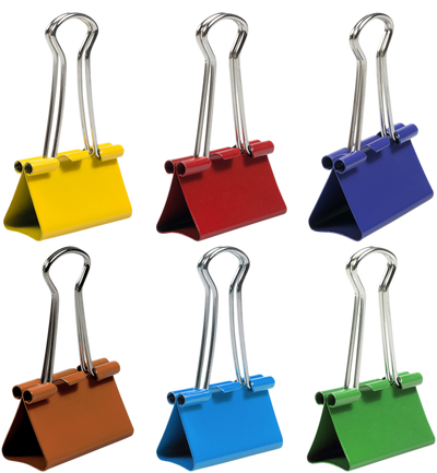 Rainbow Assorted Medium 32mm Binder Clips - 6 Packs of 15