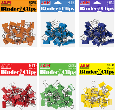 Rainbow Assorted Small 19mm Binder Clips - 6 Packs of 25