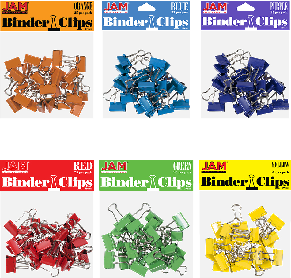 Rainbow Assorted Small 19mm Binder Clips - 6 Packs of 25