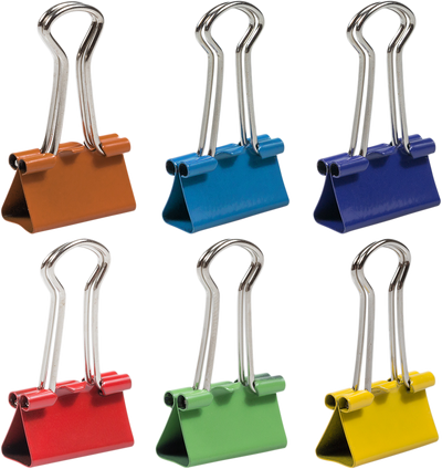 Rainbow Assorted Small 19mm Binder Clips - 6 Packs of 25