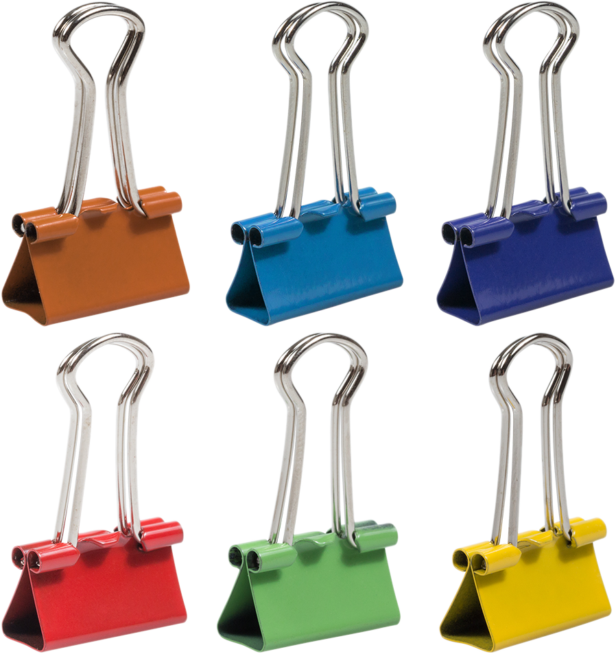 Rainbow Assorted Small 19mm Binder Clips - 6 Packs of 25