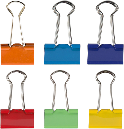 Rainbow Assorted Small 19mm Binder Clips - 6 Packs of 25