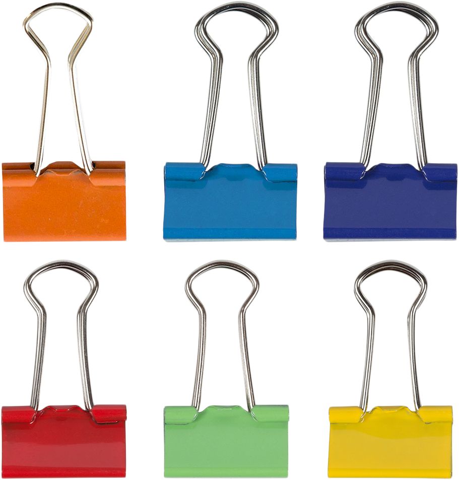 Rainbow Assorted Small 19mm Binder Clips - 6 Packs of 25
