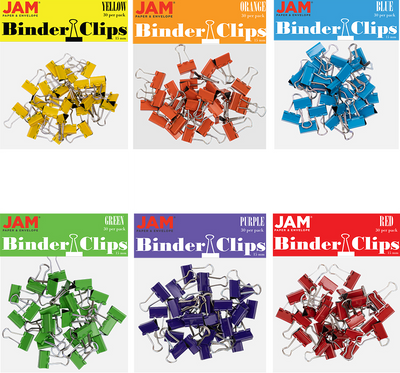 Rainbow Assorted X-Small 15mm Binder Clips - 6 Packs of 30