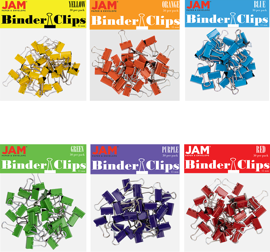 Rainbow Assorted X-Small 15mm Binder Clips - 6 Packs of 30