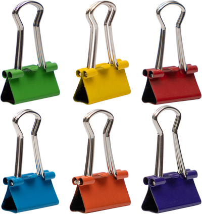 Rainbow Assorted X-Small 15mm Binder Clips - 6 Packs of 30
