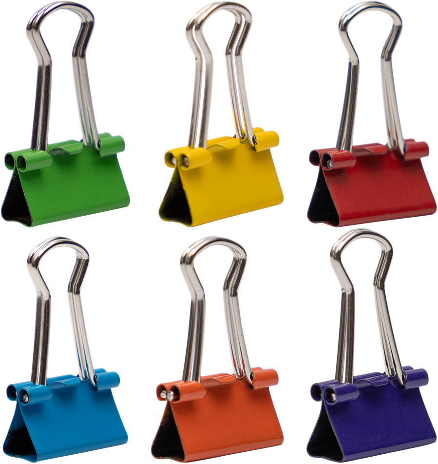 Rainbow Assorted X-Small 15mm Binder Clips - 6 Packs of 30