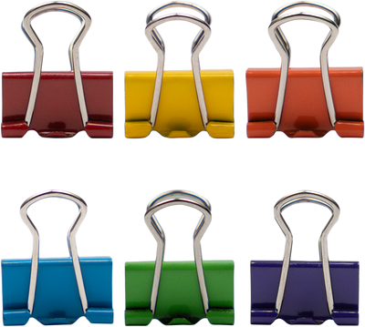 Rainbow Assorted X-Small 15mm Binder Clips - 6 Packs of 30