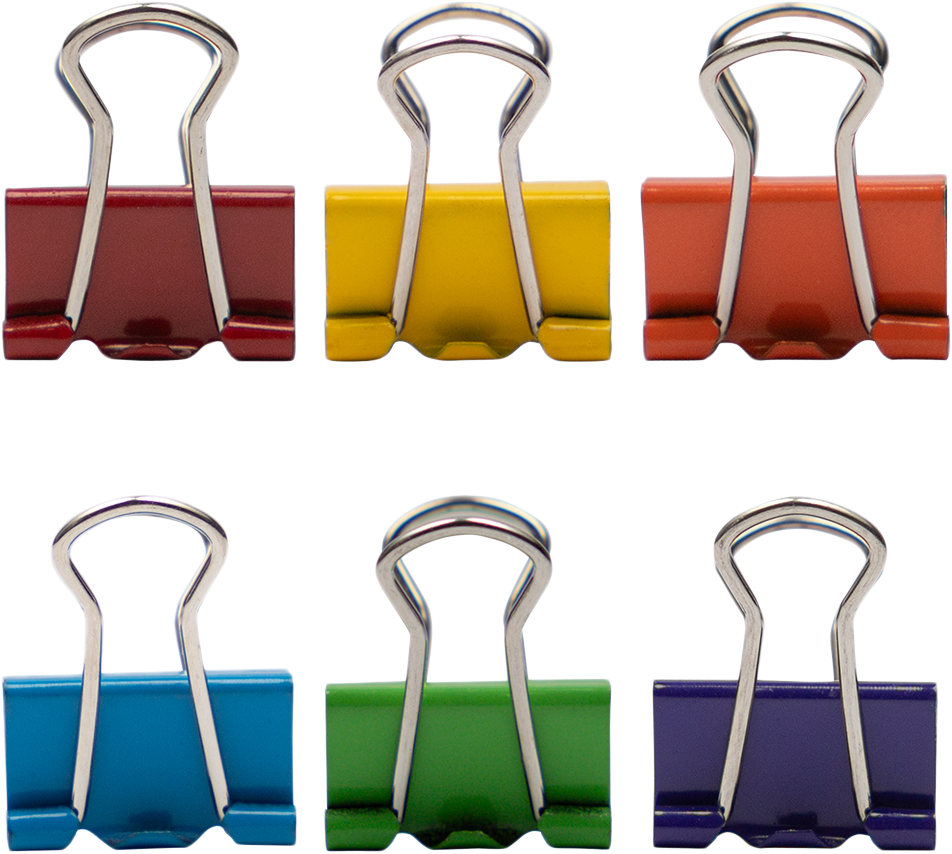 Rainbow Assorted X-Small 15mm Binder Clips - 6 Packs of 30