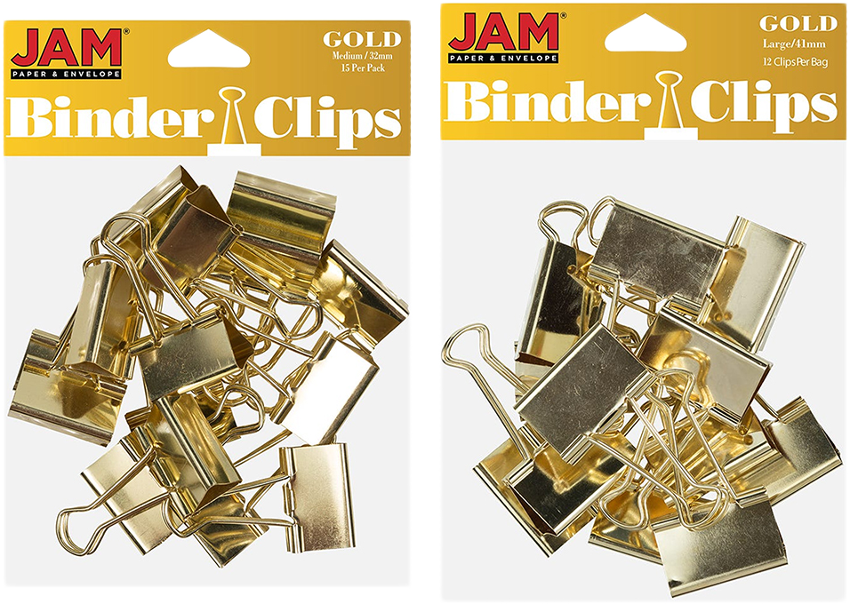 Gold Large 44mm & Medium 32mm Binder Clips