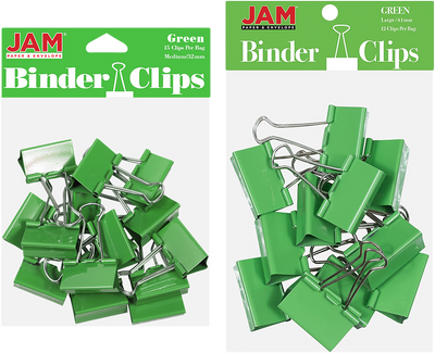 Green Large 44mm & Medium 32mm Binder Clips