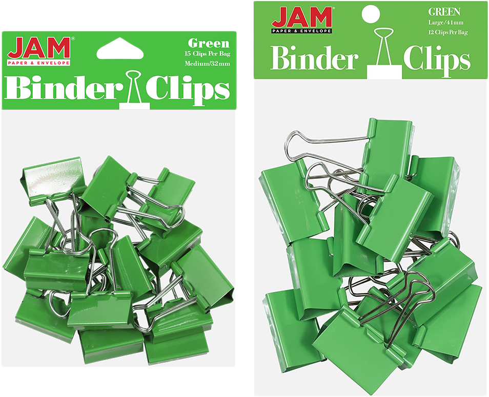 Green Large 44mm & Medium 32mm Binder Clips