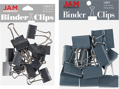 Gray Large 44mm & Medium 32mm Binder Clips