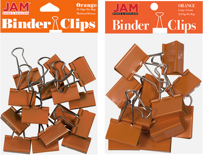 Orange Large 44mm & Medium 32mm Binder Clips
