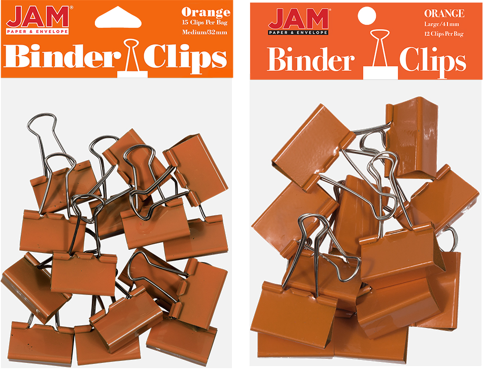 Orange Large 44mm & Medium 32mm Binder Clips