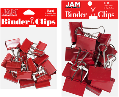Red Large 44mm & Medium 32mm Binder Clips