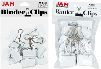 White Large 44mm & Medium 32mm Binder Clips