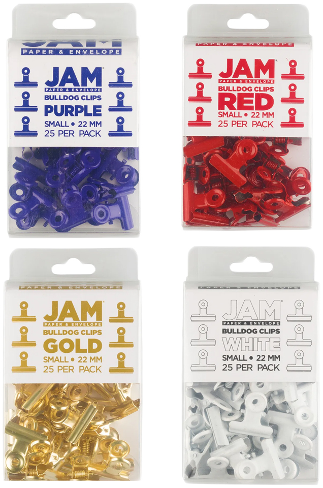 Assorted Small 22mm Bulldog Clips - 4 Packs of 25