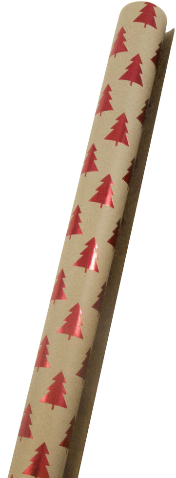 Kraft Red Christmas Trees Wrapping Paper (25 Sq Ft)