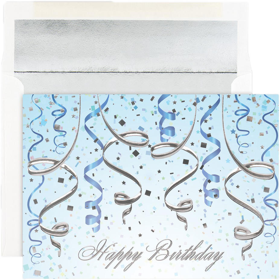 Birthday Streamers Cards - 25 Pack