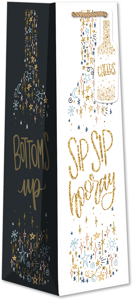 Sip Sip Hooray Wine Bottle Gift Bags (4 1/2 x 4 1/2 x 14)
