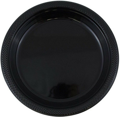 Red and Black Party Tableware Kit (Small and Medium Plastic Plates, Lunch and Beverage Napkins, Plastic Cups, and Plastic Tablecovers) - 160 Pack