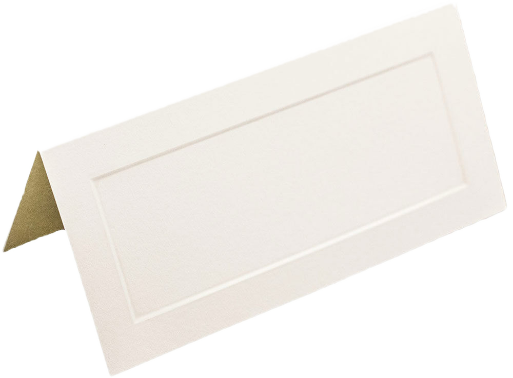 Ivory with Embossed Border 2 x 4 1/4 Foldover Place Cards