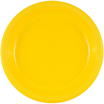 Blue and Yellow Party Tableware Kit (Small and Medium Plastic Plates, Lunch and Beverage Napkins, Plastic Cups, and Plastic Tablecovers) - 160 Pack