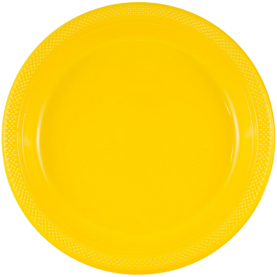 Yellow Medium Plastic Plates (9 Inch) - 20 Pack