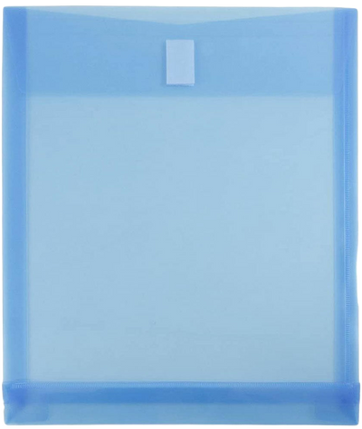 Blue Letter Open End with 1" Expansion Plastic Envelopes (9 3/4 x 11 3/4) with Hook and Loop Closure