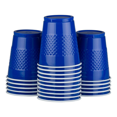 Blue and Sea Blue Party Tableware Kit (Small and Medium Plastic Plates, Lunch and Beverage Napkins, Plastic Cups, and Plastic Tablecovers) - 160 Pack