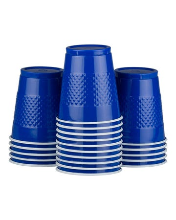 Red and Blue Party Tableware Kit (Small and Medium Plastic Plates, Lunch and Beverage Napkins, Plastic Cups, and Plastic Tablecovers) - 160 Pack