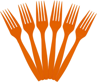 Orange Plastic Forks - 100 Pack