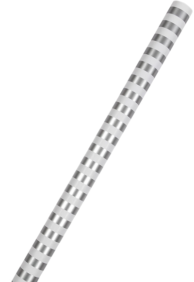 Silver and White Stripe Wrapping Paper (25 Sq Ft)