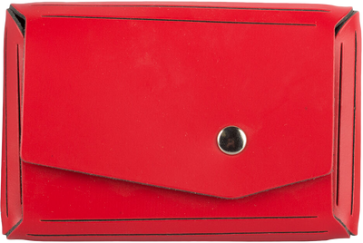 Red Leather Business Card Case with Angular Flap - 20 Card Capacity