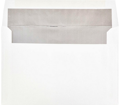 White with Silver Foil Lining 24lb A9 Invitation Envelopes (5 3/4 x 8 3/4)