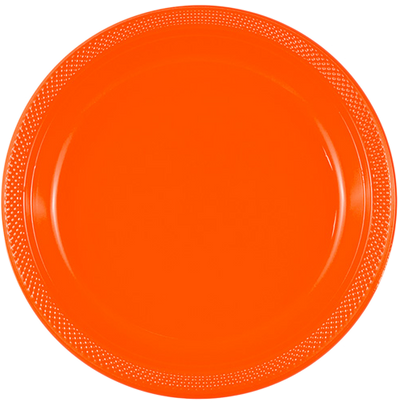 Orange Medium Plastic Plates (9 Inch) - 20 Pack