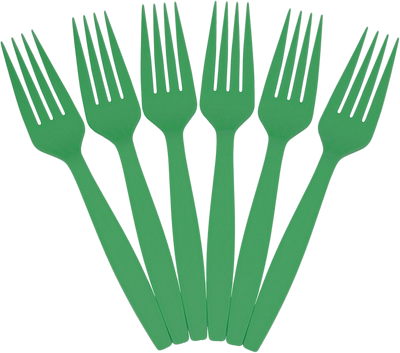 Green Plastic Forks - 100 Pack