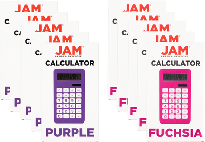 Assorted Fuchsia Pink/Purple Desktop 10 Digit LCD Display Calculator Set (10 Pack)
