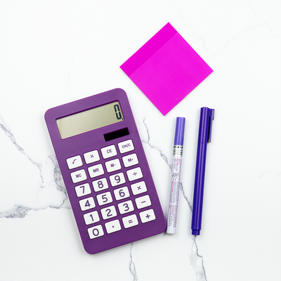 Assorted Fuchsia Pink/Purple Desktop 10 Digit LCD Display Calculator Set (10 Pack)