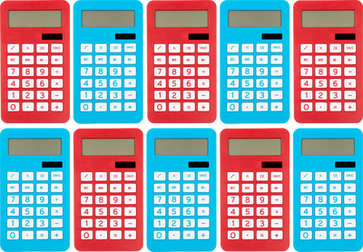 Assorted Red/Blue Desktop 10 Digit LCD Display Calculator Set (10 Pack)